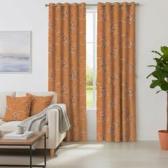 Lucerne Jacquard Rust Lined Eyelet Curtains