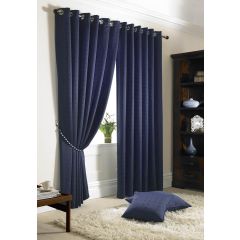 Madison Navy Jacquard Eyelet Curtains