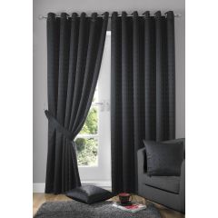 Madison Black Jacquard Eyelet Curtains