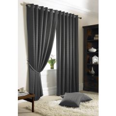 Madison Charcoal Jacquard Eyelet Curtains