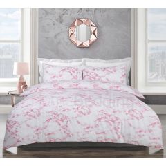 Cotton Rich Marble Pattern Pink Duvet Cover Set by Velosso at Guineys Ireland