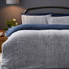 Teddy Fleece Marl Duvet Cover Set Navy at Guineys Ireland