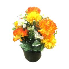 Artificial Flower Chrysanthemum Round Grave Pot