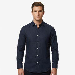 showing the front of the Men's Long Sleeve Shirt Navy By Tokyo Laundry