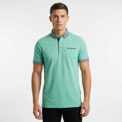 model wearing the Men's Polo Shirt Jade