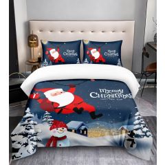 Merry Christmas Santa and snowman duvet cover set with matching pillowcases