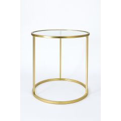metal side table round gold with tempered glass 45x45x50cm