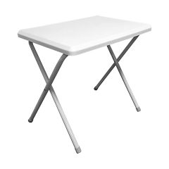 Milestone Camping lightweight white rectangular folding camping table with grey legs and anti-slip feet