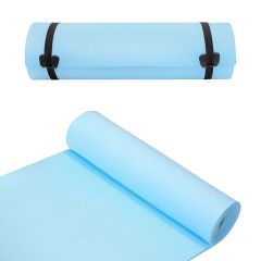 Milestone Camping Single-Sided EVA Foam Sleeping Mat in blue, shown rolled up and laid flat.