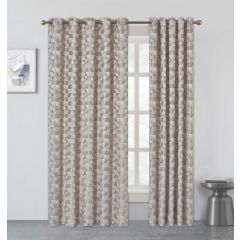 Modena Fully Lined Geometric Eyelet Curtains Natural at Guineys Ireland