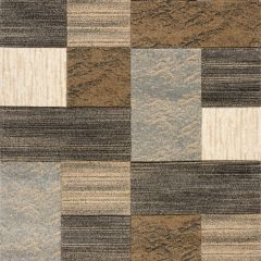 Top-down view of Jasper brown geometric rug with beige and grey blocks – modern design Ireland