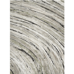 Modern swirl abstract area rug with curved neutral lines in ivory, taupe, and green tones