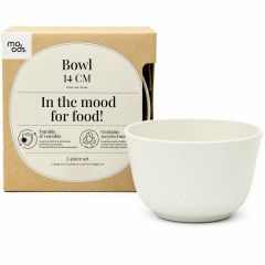 Cream 14cm reusable bowl set of 2 by Moods, made with recycled materials and supplied in eco-friendly retail packaging
