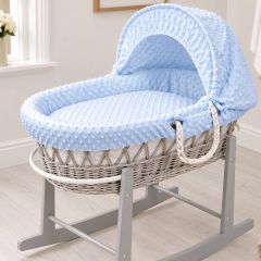 Dimple Wicker Moses Basket Blue at Guineys Ireland