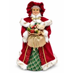 Musical caroler family Christmas decoration with light-up lamppost 50cm