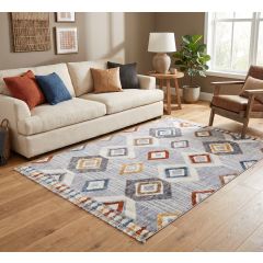 Boho Geometric Multi-Coloured Rug at Guineys Ireland