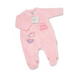 showing the Baby Velour Little Teapot Sleepsuit