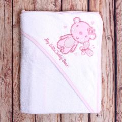 Cotton Rich Bear Hooded Towel Pink