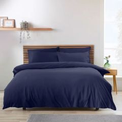 Plain Navy Duvet Cover Set Soft Touch