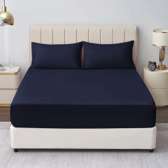 Navy Fitted Sheet Soft Touch