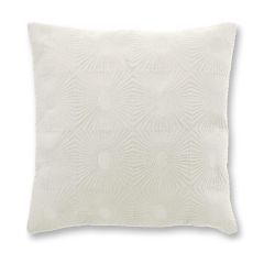 Nela dove white decorative cushion 45x45cm with stitched geometric pattern