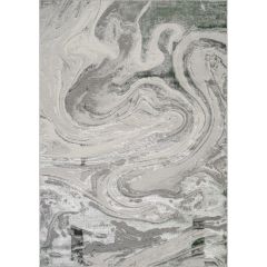 New Wave Green Florence abstract rug featuring a flowing marble-inspired design in soft green, grey, ivory and cream tones with a textured high-low finish.