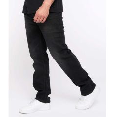 Showing the Front of the Nezzy Straight Leg Jeans Black Wash By Smyth & Jones
