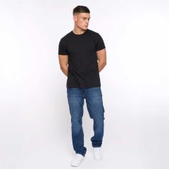 Showing the Front of the Nezzy Straight Leg Jeans Stone Wash By Smyth & Jones