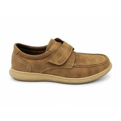 Men's Nick Comfort Walk Shoes Walnut with hook and loop fastening