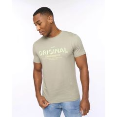 Model wearing Offaxis Men's Cotton Sage T-Shirt by Crosshatch
