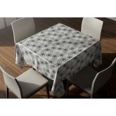 Grey floral PVC oil cloth tablecloth 140cm wide sold by the metre