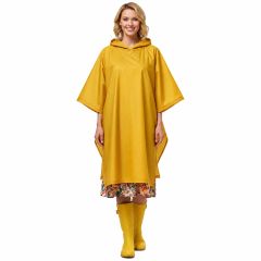 mustard yellow waterproof rain poncho with hood