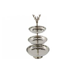 3 Tier Stag Silver Stand Aluminium Decorative Dessert Display 48cm