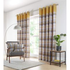 Orleans Ochre Fully Lined Readymade Eyelet Curtains at Guineys Ireland