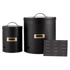 showing the Otto Black Set of 2 Root Vegetable Storage Canisters