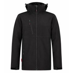 OXXA Essential Enrique 6100 black softshell work jacket with detachable hood and zipped pockets