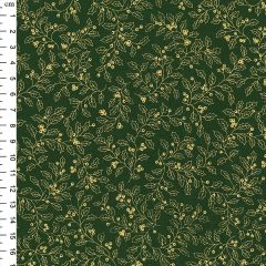 Rose & Hubble Christmas Green Holly Berries Cotton Fabric - Price by the Metre