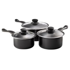 3 Piece Non-Stick Sauce Pan Set with Glass Lids