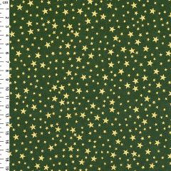 54″ Rose & Hubble 100% Cotton Christmas Stars Printed Green Fabric - Price by the Metre