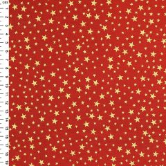 54″ Rose & Hubble 100% Cotton Christmas Stars Printed Red Fabric - Price by the Metre