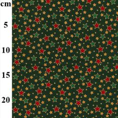 Rose & Hubble Christmas Star Prints Green 100% Cotton Fabric - Price by the Metre