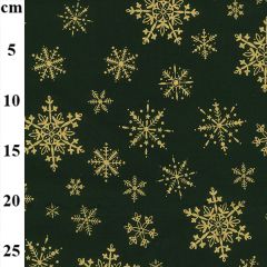 54″ Rose & Hubble 100% Cotton Christmas Snowflakes Printed Green Fabric - Price by the Metre