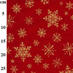 54″ Rose & Hubble 100% Cotton Christmas Snowflakes Printed Red Fabric - Price by the Metre