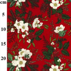 Christmas Rose Red P366 100% Cotton Christmas Fabric at Guineys Ireland