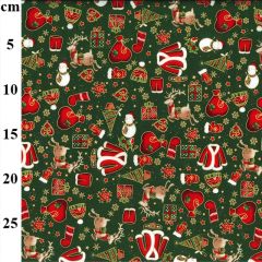 54″ Rose & Hubble Christmas Prints Green 100% Cotton Fabric - Price by the Metre