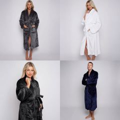 shwoing all the Unisex Plain Fleece Bathrobes