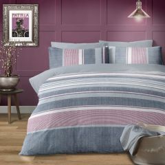 Patria Grey Stripe Soft Touch Microfibre Duvet Cover Set