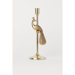 Tall Peacock Candlestick Gold