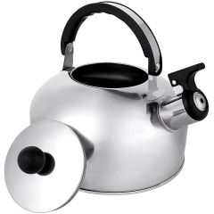 Pendeford stainless steel whistling hob kettle with lid removed showing non-stick interior