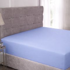 Percale Blue Fitted Sheet
